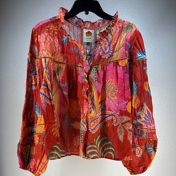 FARM Rio Tops - NWT Farm Rio Long Sleeve Cropped Cotton Top